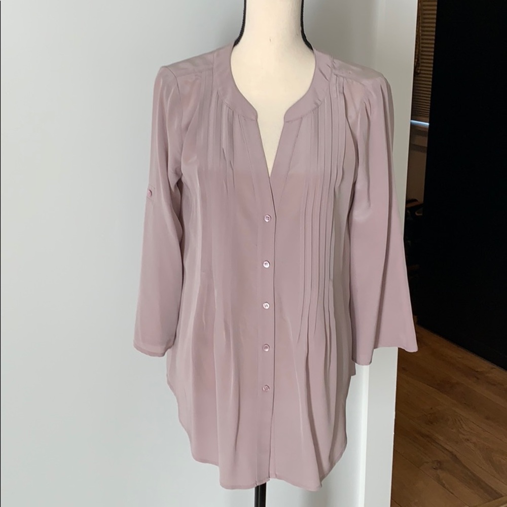 BCBG pale lavender silk blouse